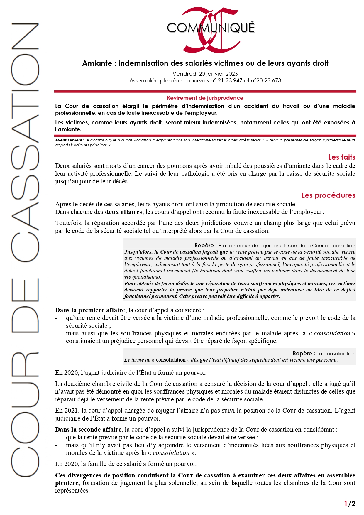 Amiante : indemnisation des salariés victimes ou de leurs ayants droit